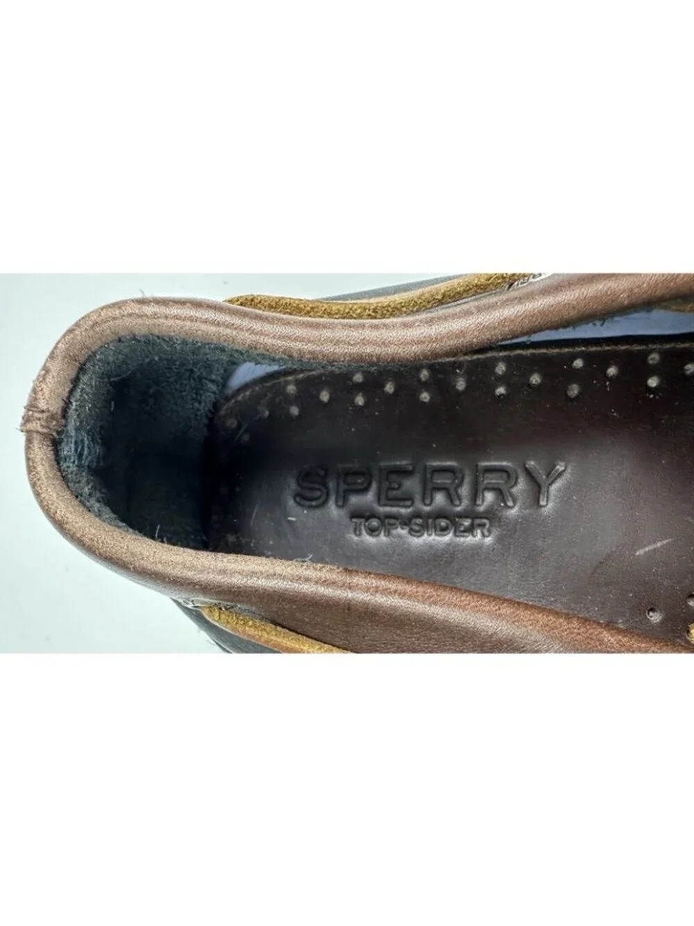 Sperry Top-Sider 2-Eye Leather Boat Shoes Men's 11.5 M Brown Blue Moccasin